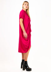 Hot Pink Asymmetrical Draped Tee Blouses Kate Hewko 