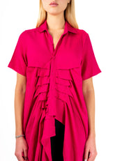 Hot Pink Asymmetrical Draped Tee Blouses Kate Hewko 