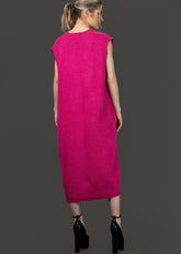 Hot Pink Oversized Knit Vest Vests Kate Hewko 