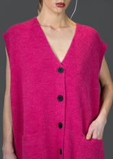 Hot Pink Oversized Knit Vest Vests Kate Hewko 