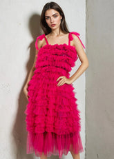 Hot Pink Ruffle Tulle Overlay