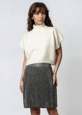 Knitted Rhinestone Pencil Skirt