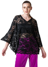 Lace Batwing Sleeve Blouse