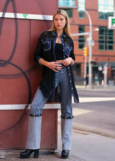 Lace + Denim Trim Long Shirt Layering Pieces Kate Hewko 