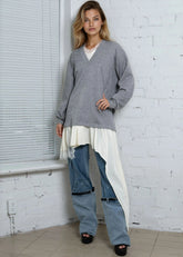 Layered Lace Sweatshirt Tunic