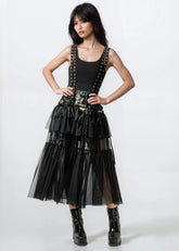 Layered Tulle Rivet Overalls