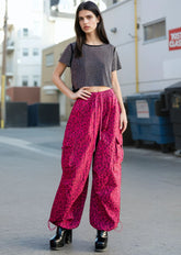 Leopard Drawstring Cargo Pants