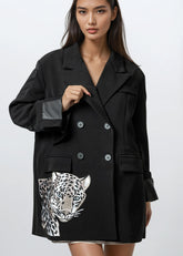 Leopard Head Embroidered Blazer