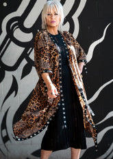 Leopard Paisley Rivet Kimono