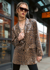 Leopard Print Sequin Blazer Blazers Kate Hewko Brown One Size 