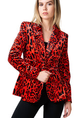 Leopard Printed Velour Blazer