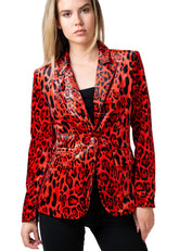 Leopard Printed Velour Blazer