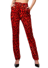 Leopard Printed Velour Dress Pant