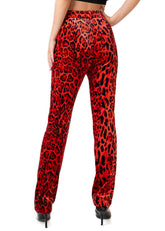 Leopard Printed Velour Dress Pant