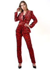 Leopard Printed Velour Dress Pant