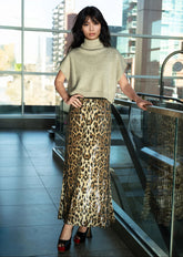 Leopard Sequin A-Line Skirt