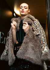 Leopard Sequin Faux Fur Jacket Outerwear Kate Hewko 