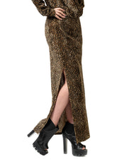 Leopard Velour Long Sleeve Plunge Dress