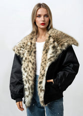 Lightweight Faux Fur Bomber Jacket