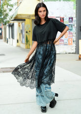 Long Boxy Lace Trim Tee