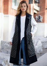 Long Contrast Puffer Vest