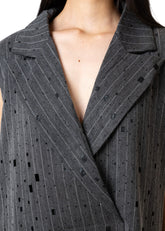 Long Embellished Pinstripe Vest