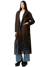 Long Fringe Hem Coat