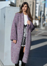 Long Heathered Knit Cardigan