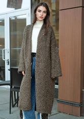 Long Heathered Knit Cardigan