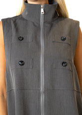 Long Mock Neck Utility Vest