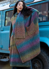 Long Multicolor Wrap Cardigan