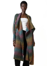 Long Multicolor Wrap Cardigan