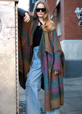 Long Multicolor Wrap Cardigan