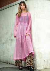 Long Sleeve Sheer Mesh Overlay