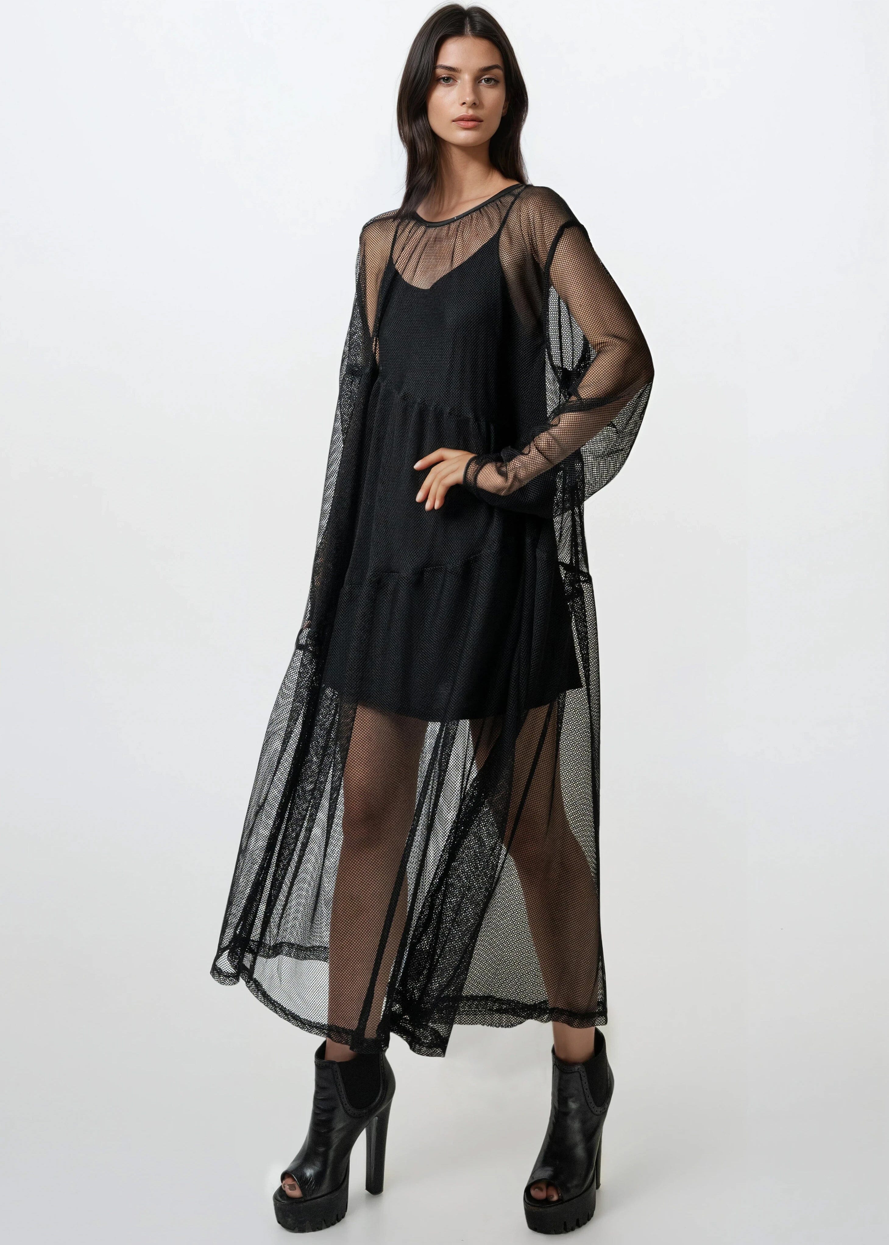 Long Sleeve Sheer Mesh Overlay Long Sleeve Sheer Mesh Overlay