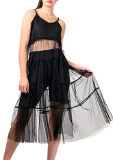 Long Tulle Trimmed Tank