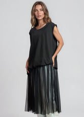 Mesh Hem Bubble Tank Top