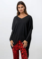 Mesh Trim High Low Tunic