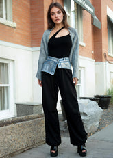 Metallic Contrast Denim Lounge Pant