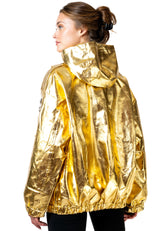 Hooded Metallic Bomber Jacket