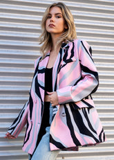 Multicolor Animal Striped Blazer