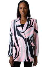 Multicolor Animal Striped Blazer