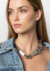 Exaggerated Zipper Linked Choker