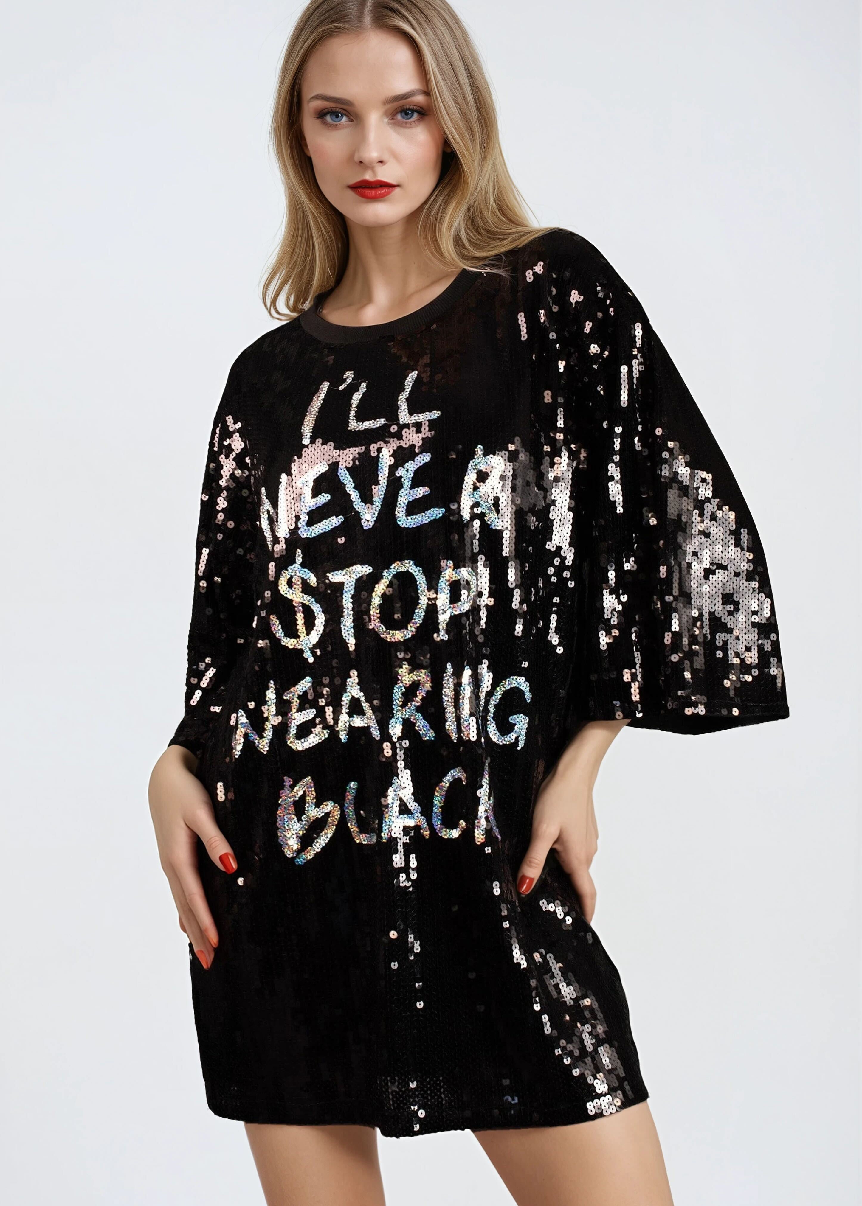 Never Stop Sequin Tee Dress