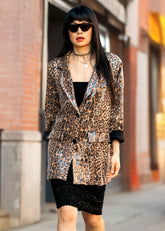 Leopard Print Sequin Blazer