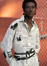 Newsprint Button Up Layering Piece Layering Pieces Kate Hewko 