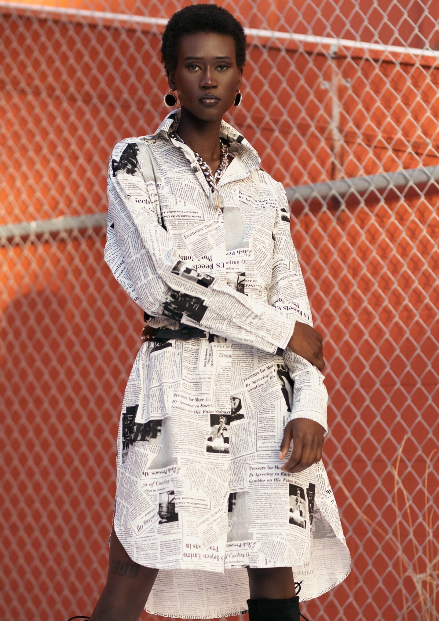 Newsprint Button Up Layering Piece - Kate Hewko – Kate Hewko Canada