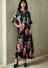 Pearl Embellished Floral Midi Dress