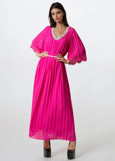 Pleated Embellished Maxi Dress