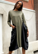 Pocket Cinched Long Sleeve Dress